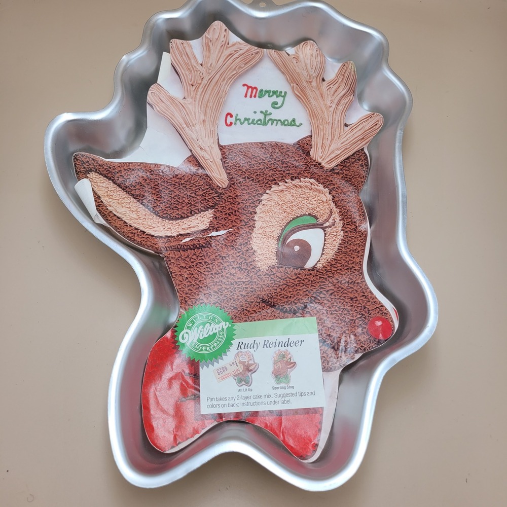 Vintage Wilton Rudy Reindeer Christmas Cake Pan 1808-1224 Aluminum 1987 Holiday